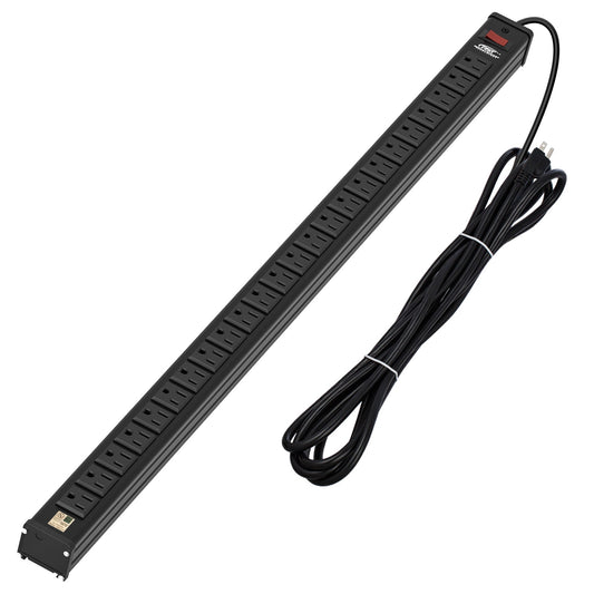 CRST 24 Outlets Heavy Duty Metal Power Strip, 15FT Power Cord, Mounting Brackets Included, UL Listed-0